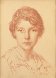 En ung kvinde (rødt kridt) af Edward Ridley