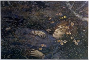 "Åh, hvad er det i hulen?" (akvarel på papir) af Edward Robert Hughes