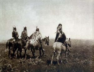 Indisk kriger (The Apsaroke) rider på sletten af Edward Sheriff Curtis