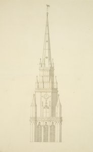 Projected Tower of St Mary Redcliffe (blyant og akvarel på papir) af Edward Shiercliffe