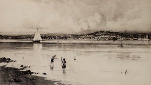 Broughty Ferry fra Tayport (ætsning) af Edward Smith Hodgson