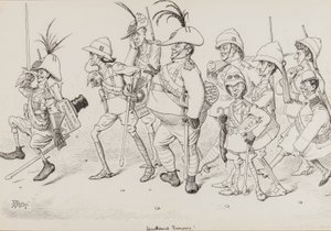 Dan Leons Light Horse, herunder karikaturer af Henry Irving, Beerbohm Tree, R.B., W.S. Penley, Forbes Robertson og E.P., til Punch, november 1902 af Edward Tennyson Reed