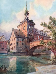 Bamberg - Rådhus (farvelitografi) af Edward Theodore Compton