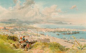 Barcelona, fra Montjuich (farve litho) af Edward Theodore Compton