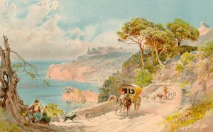 Coast Road nær Soller, Mallorca (farve litho) af Edward Theodore Compton