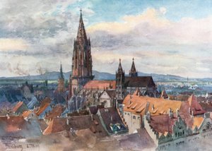 Freiburg-im-Breisgau (farvelitografi) af Edward Theodore Compton