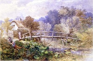 On Tapsy Brook, Herefordshire (akvarel) af Edward Turner