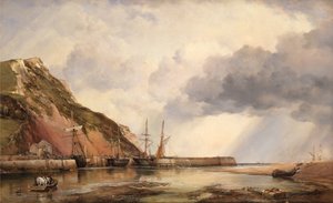 Axmouth Harbour, Devon, lavt vand af Edward William Cooke