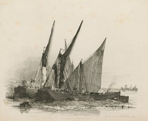 Pramme på Themsen af Edward William Cooke