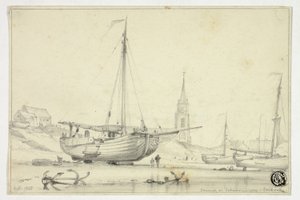 Kirke i Scheveningen af Edward William Cooke