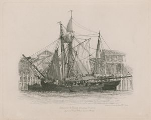 Schooner und Smack ligger ved Fresh Wharf af Edward William Cooke