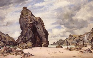 Steeple Rock, Kynance Cove, Lizard, Cornwall, lavvande, 1873