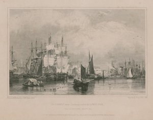 Themsen nær Limehouse: Lower Pool af Edward William Cooke