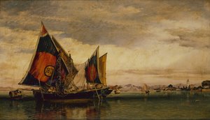 Den venetianske lagune med fiskerbåde af Edward William Cooke