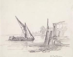 Udsigt over Themsen ved Battersea af Edward William Cooke