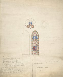 Design til glasmosaik i Ditteridge Kirke, ca. 1859.