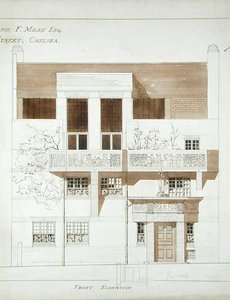 Forhøjning af studie og hus for Frank Miles (1852-91), Tite Street, Chelsea, 1878-79 (pen, blæk og vask på papir) (se også 176481-483, 176485)