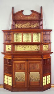 Harmony in Yellow and Gold: The Butterfly Cabinet, 1877-78 (olie på mahogni med gule fliser, messinglister og glas)