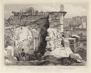 Ruinerne af St Thomas Chapel på Old London Bridge af Edward William Godwin