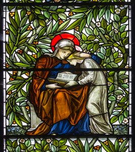Nun Monkton, St Mary, Morris Marshall & Faulkner & Co, William Morris, Edward Burne-Jones, Mary & Jesus Reading, 1873