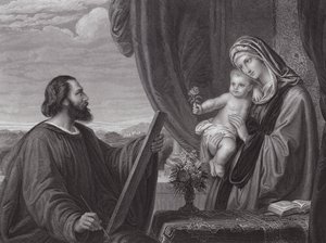 Sankt Lukas og Jomfru Maria (kobberstik) af Edward von Steinle