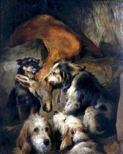 En kronhjorts død (olie om bord) af Edwin (attr. to) Landseer