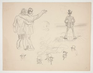 Assorterede mandlige figurstudier af Edwin Austin Abbey