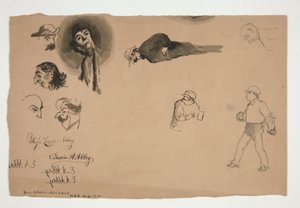Assorterede figurstudier (recto og verso) af Edwin Austin Abbey