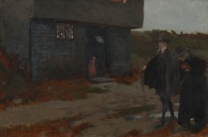 At the Cottage Door (17th Century New England Scene) af Edwin Austin Abbey