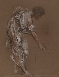 Bøjende kvinde i klassisk kjole - studie til af Edwin Austin Abbey