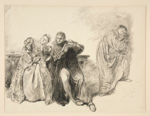 Bianca og Lucentio, fra Act III, Scene I, Taming of the Shrew af Edwin Austin Abbey
