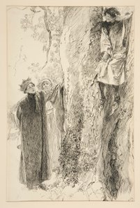 Biron og kongen, fra akt IV, scene III, kærlighed af Edwin Austin Abbey
