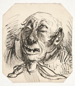 Karikatur af en skaldet mand af Edwin Austin Abbey