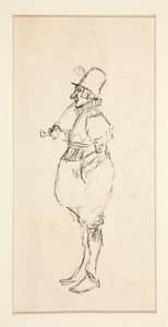 Tegnefilm af en mand i pantaloons af Edwin Austin Abbey