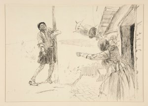 Christopher Sly, illustration til Introduktion, Scene ii, Taming of the Shrew af Edwin Austin Abbey