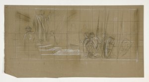 Kompositionsstudie til The Departure, fra The Quest of the Holy Grail (en serie på femten malerier til Boston Public Library, afsluttet i 1901) af Edwin Austin Abbey
