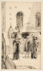 Exuent Salarino og Salanio, fra 1. akt, Scene i, Købmand af Venedig af Edwin Austin Abbey