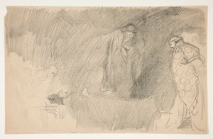 Figur i hvile, skitse til et uidentificeret Shakespeare-skuespil af Edwin Austin Abbey