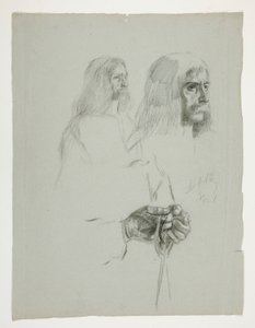 Figurstudier til et af vægmalerierne fra The Quest of the Holy Grail (en serie på femten malerier til Boston Public Library, færdiggjort i 1901) af Edwin Austin Abbey