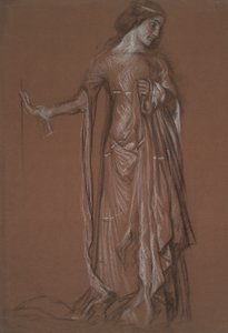 Figurstudie. Trækul og kridt på rødt papir. af Edwin Austin Abbey