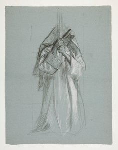 Figurstudie for Sir Lancelot og Sir Bors outfit Galahad med hans sporer, fra The Quest of the Holy Grail (det andet af en serie på femten malerier til Boston Public Library, færdiggjort i 1901) af Edwin Austin Abbey