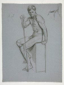 Figurstudie for The Spirit of Vulcan, Genius of the Workers in Iron and Steel, capitol rotunda, Harrisburg, Pennsylvania af Edwin Austin Abbey