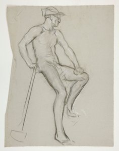 Figurstudie for The Spirit of Vulcan, Genius of the Workers in Iron and Steel, capitol rotunda, Harrisburg, Pennsylvania af Edwin Austin Abbey