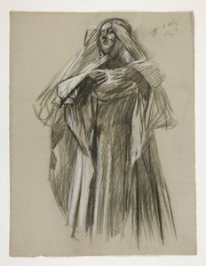 Figurstudie for Infant Galahad, fra The Quest of the Holy Grail (det første af en serie på femten vægmalerier til Boston Public Library, afsluttet i 1901) af Edwin Austin Abbey