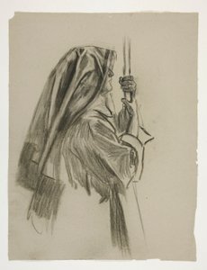 Figurstudie til ridderordenen af Sir Galahad, fra The Quest of the Holy Grail (en serie på 15 malerier til Boston Public Library, afsluttet i 1901) af Edwin Austin Abbey