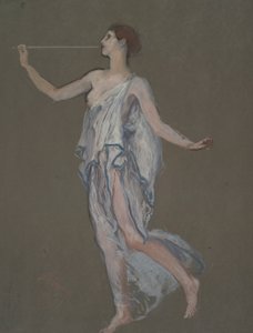 Figurstudie til Fame-figuren(?) i af Edwin Austin Abbey