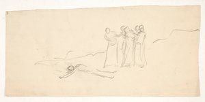 Figurer, skitse til et uidentificeret Shakespeare-skuespil af Edwin Austin Abbey