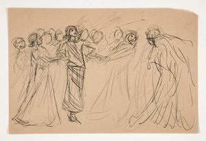 Galahad and the Captive Virtues, studie for The Quest of the Holy Grail (serie på femten malerier til Boston Public Library, afsluttet i 1901) af Edwin Austin Abbey