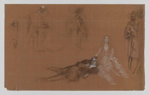 Hamlet - tegnefilm til maleriet. Akt II, Scene 2 af Edwin Austin Abbey
