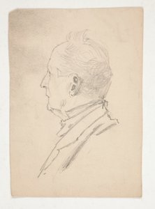 Hoved af en mand (recto); Fragmenter af skitser (verso) af Edwin Austin Abbey